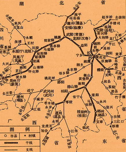 清代湖南驿道示意图